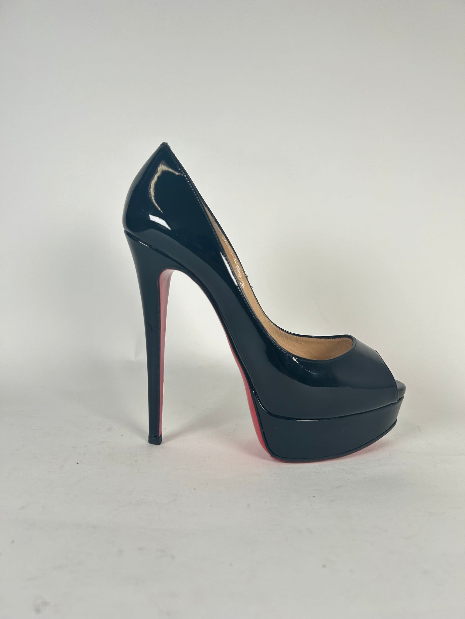 Christian Louboutin Lady Peep 150 Black Platform Heels Size 37