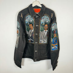 Who Decides War x Barriers NY Monument Embroidered Denim Jacket Size L
