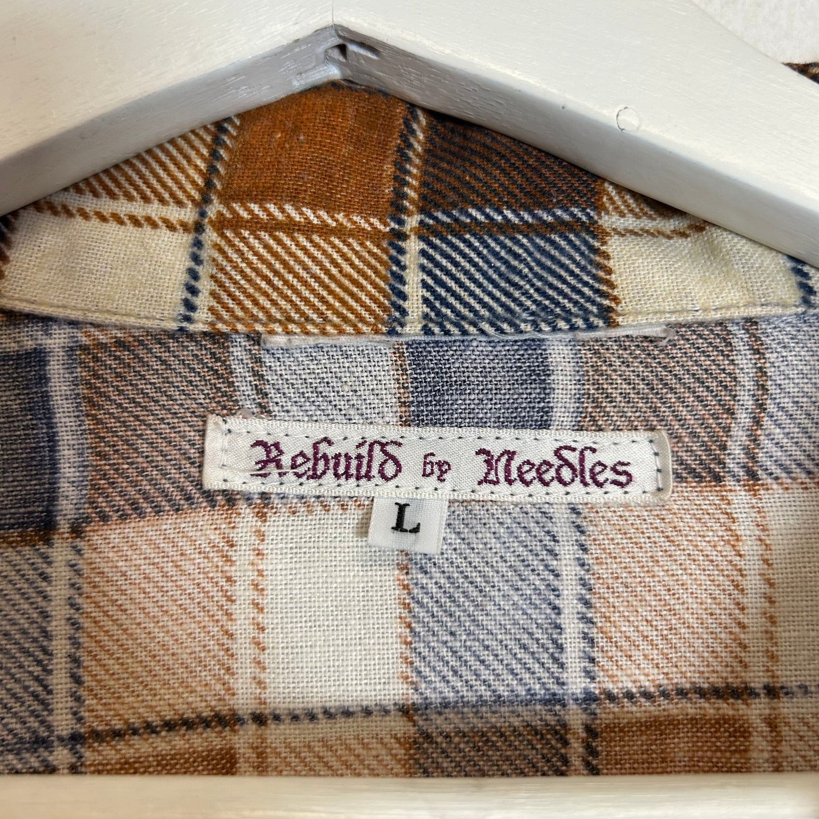 Needles Rebuild Tan Ribbon Flannel Shirt Size L