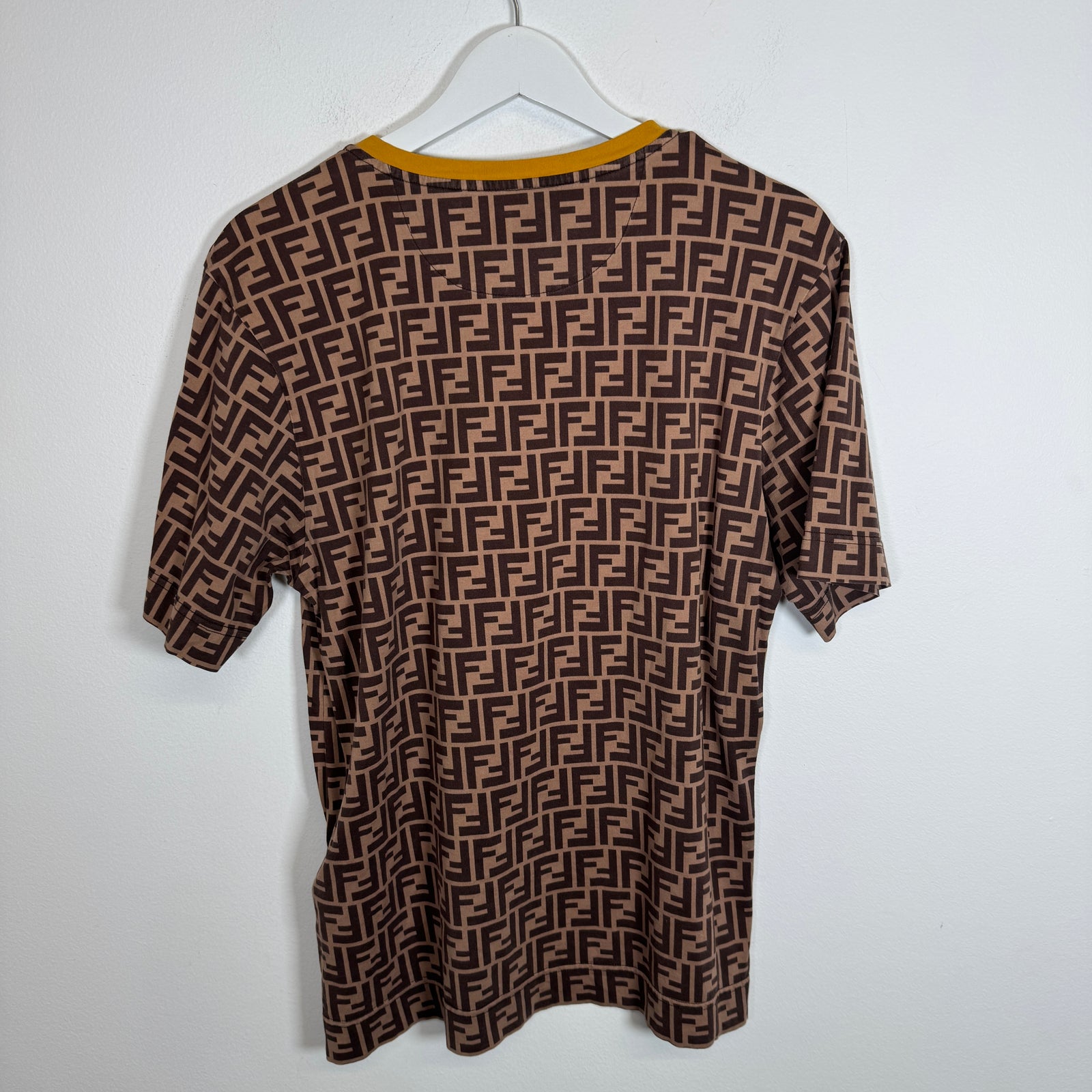 Fendi Brown All Over Monogram Logo Tee Size S