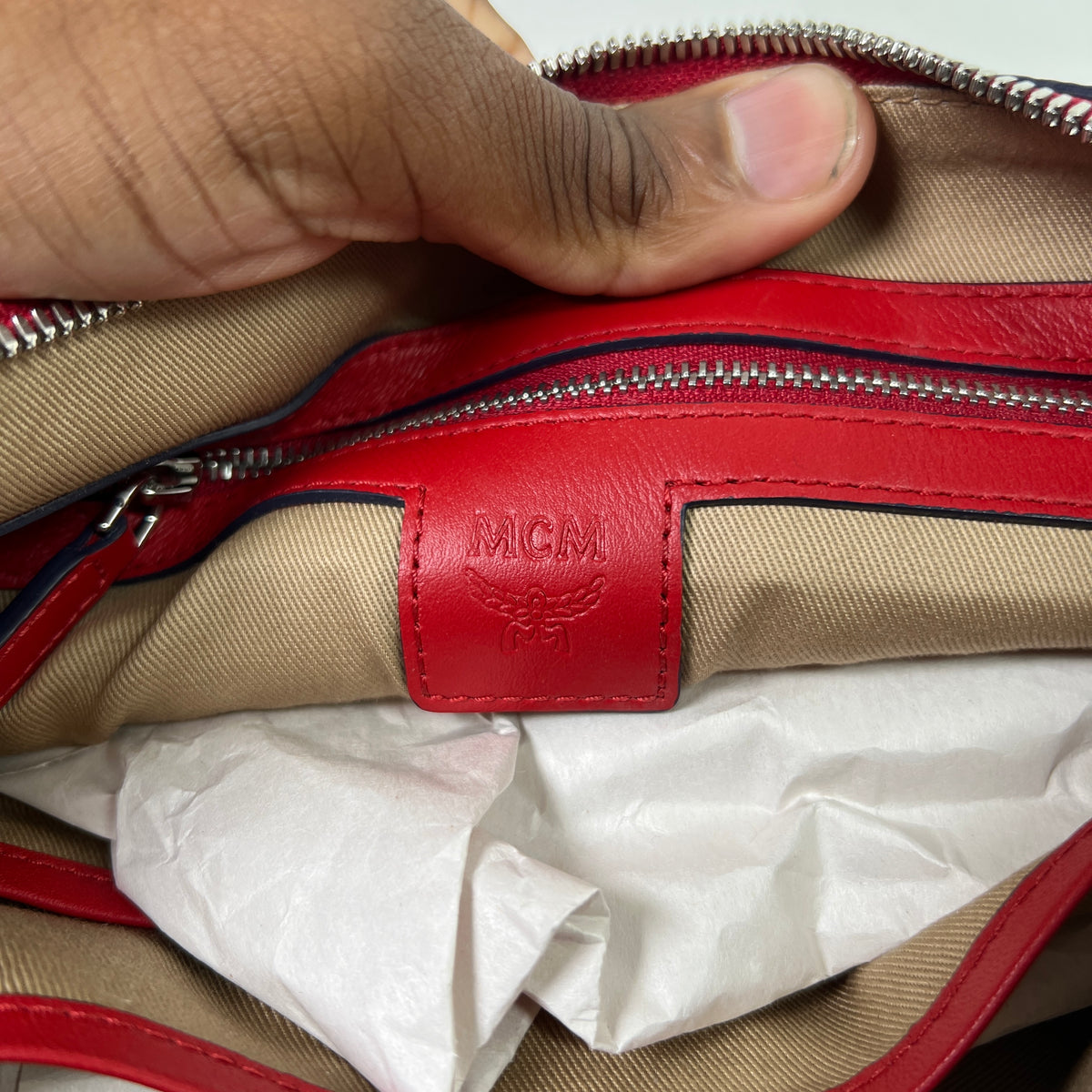 MCM Red Visetos Pouch