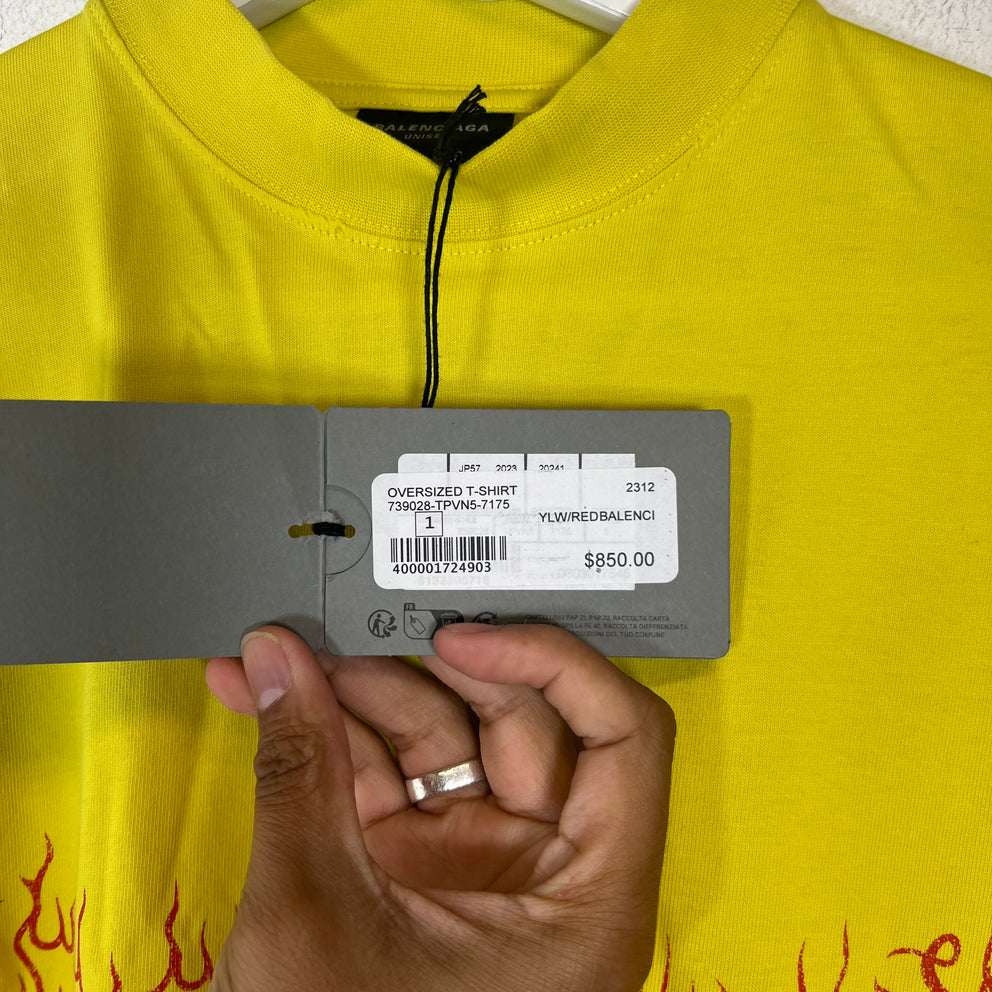 Balenciaga Yellow Darkwave Logo T-Shirt Size 1
