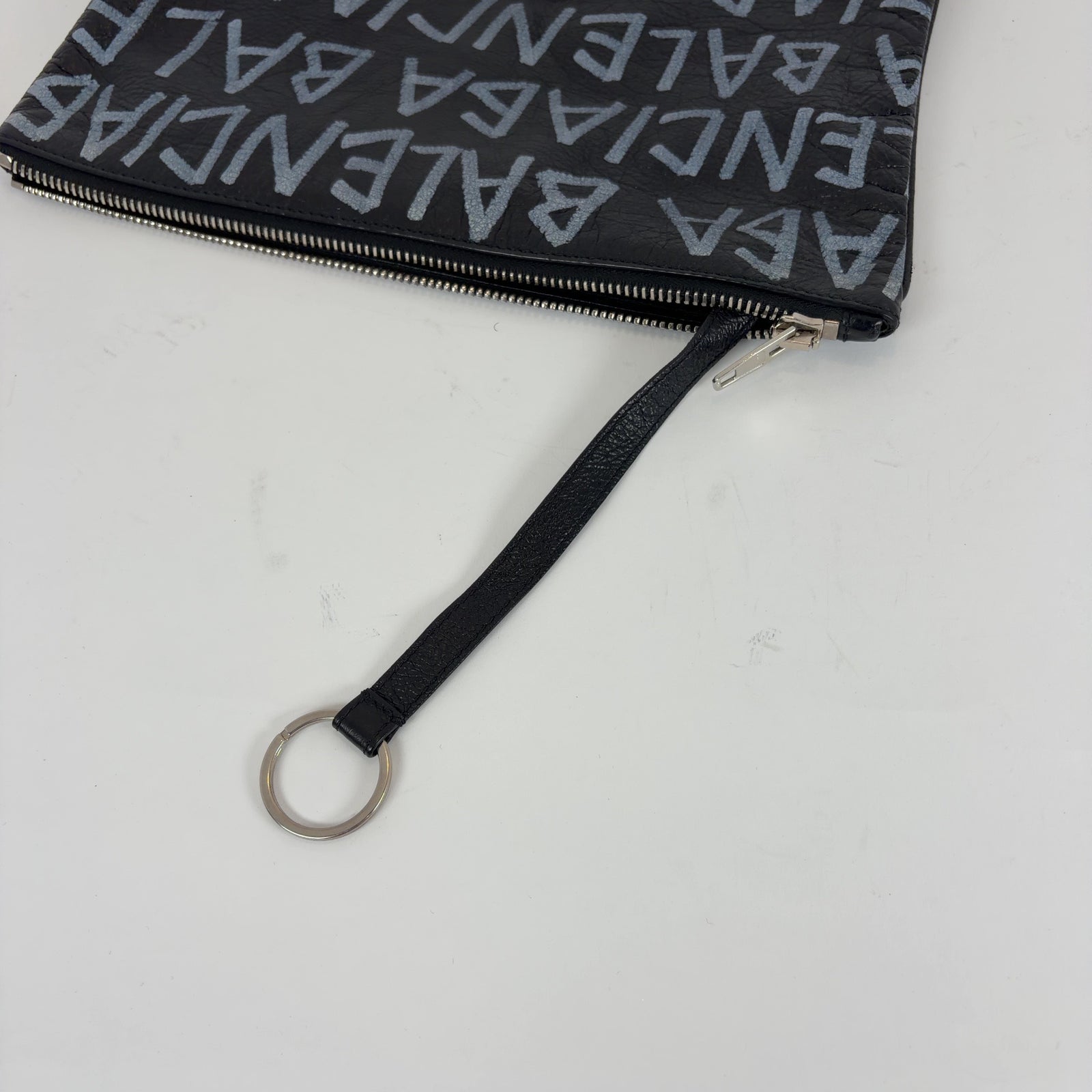 Balenciaga Graffiti Logo Leather Clutch