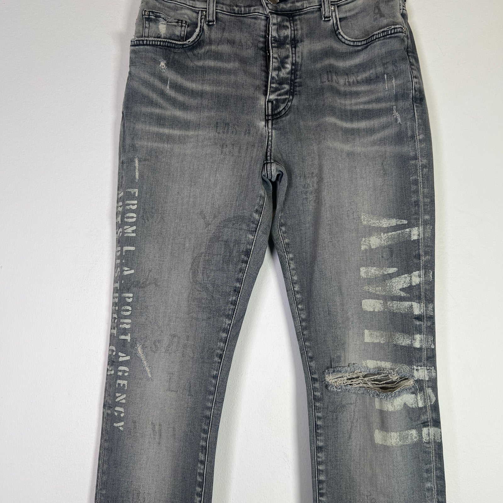 Amiri Grey Military Stencil Jeans Size 33