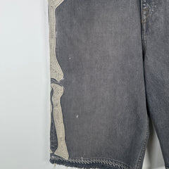 Kapital Washed Grey Bone Denim Shorts Size 32