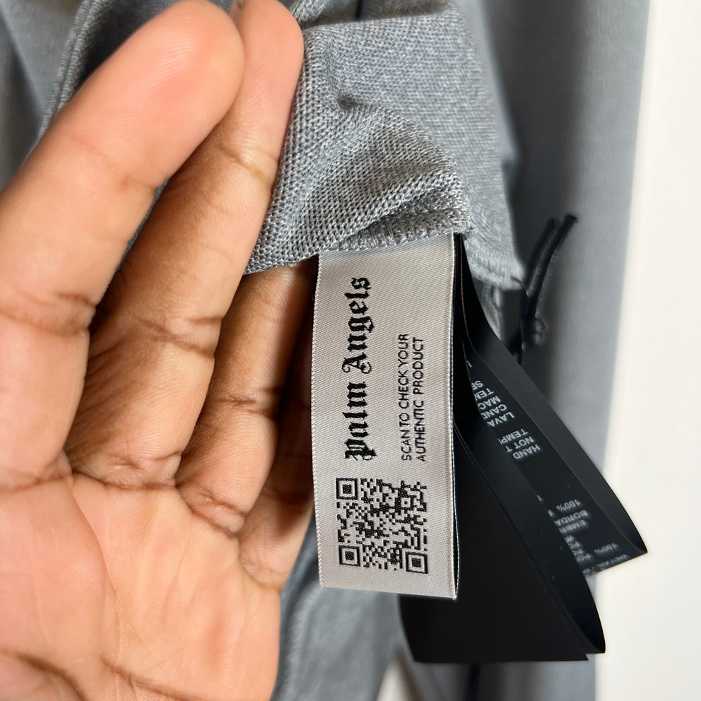 Palm Angels Grey Half Zip Track Pullover Jacket Size XL