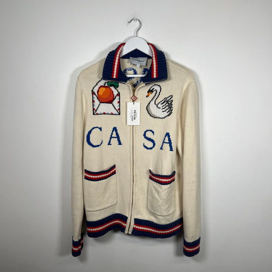 Casablanca Knit Swan Zip Up Size S