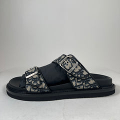 Dior Black/Beige Oblique Aqua Sandals Size 43