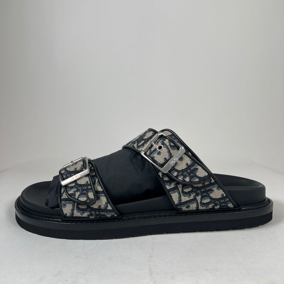 Dior Black/Beige Oblique Aqua Sandals Size 43