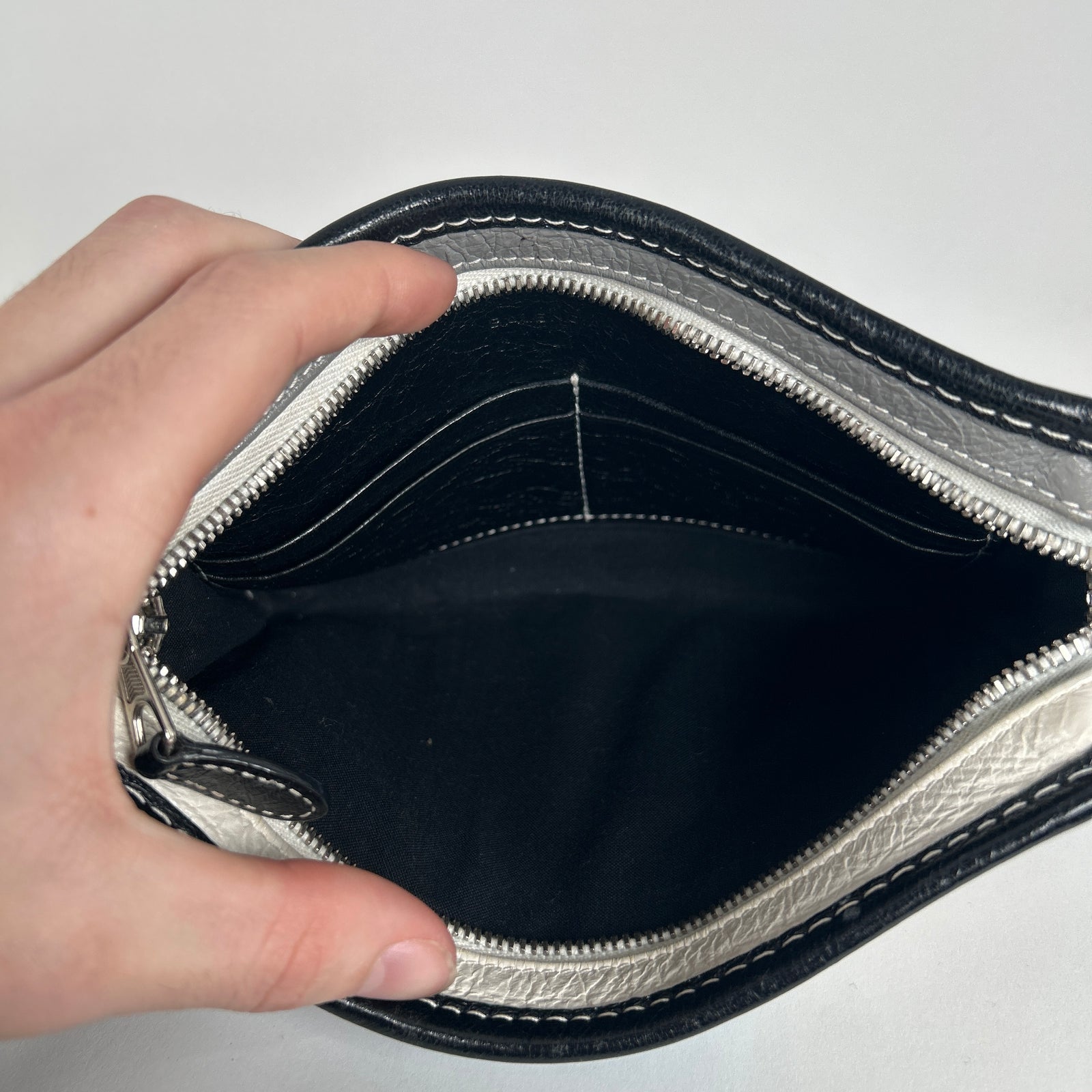 Balenciaga Bazar Striped Leather Crossbody