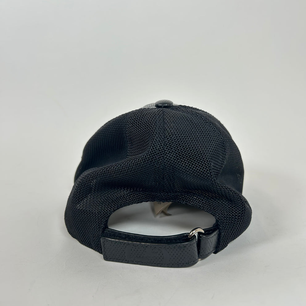Gucci Black GG Monogram Leather Hat Size L
