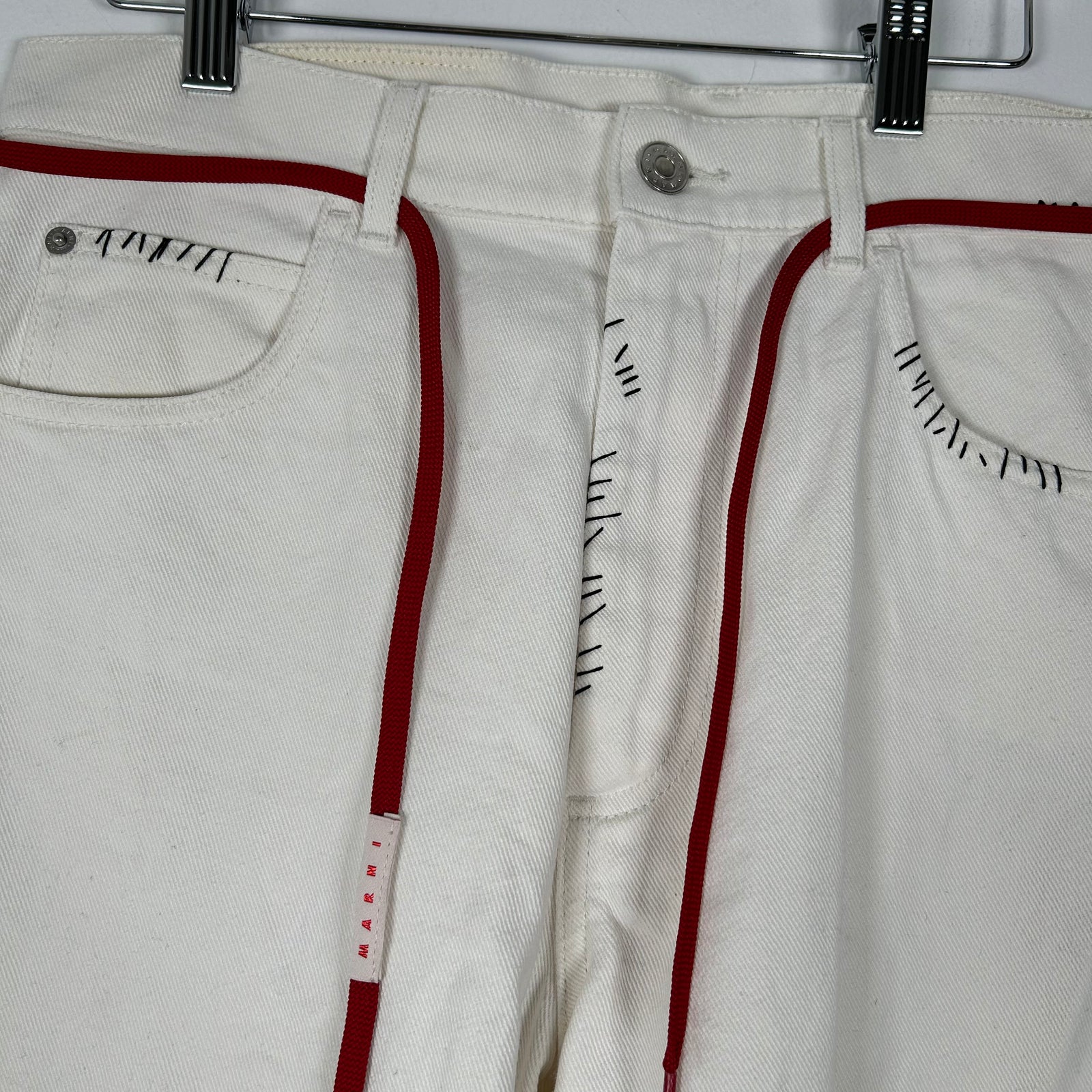 Marni White Stitch Logo Jeans Size 32