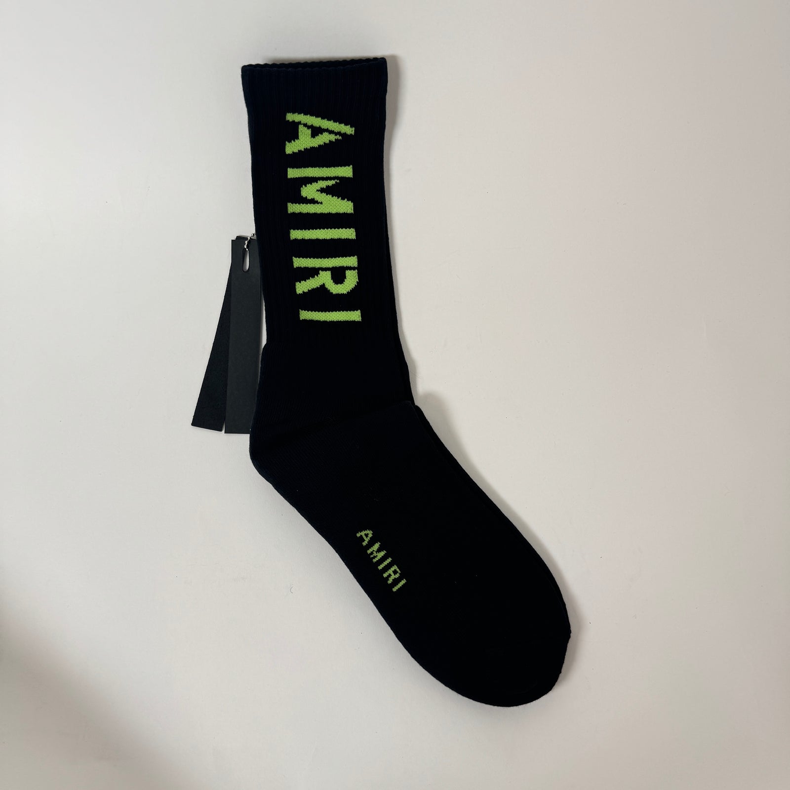 Amiri Black/Lime Green Stencil Socks Size 43-44