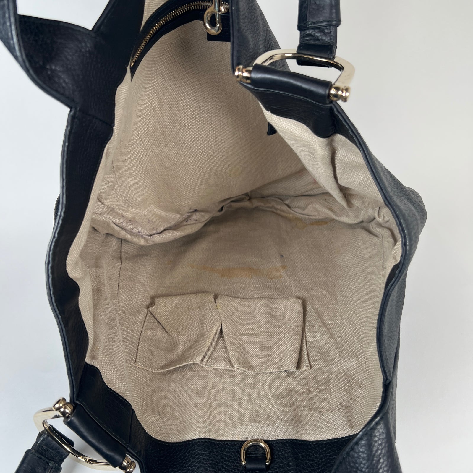 Gucci Black Leather Shopper Tote