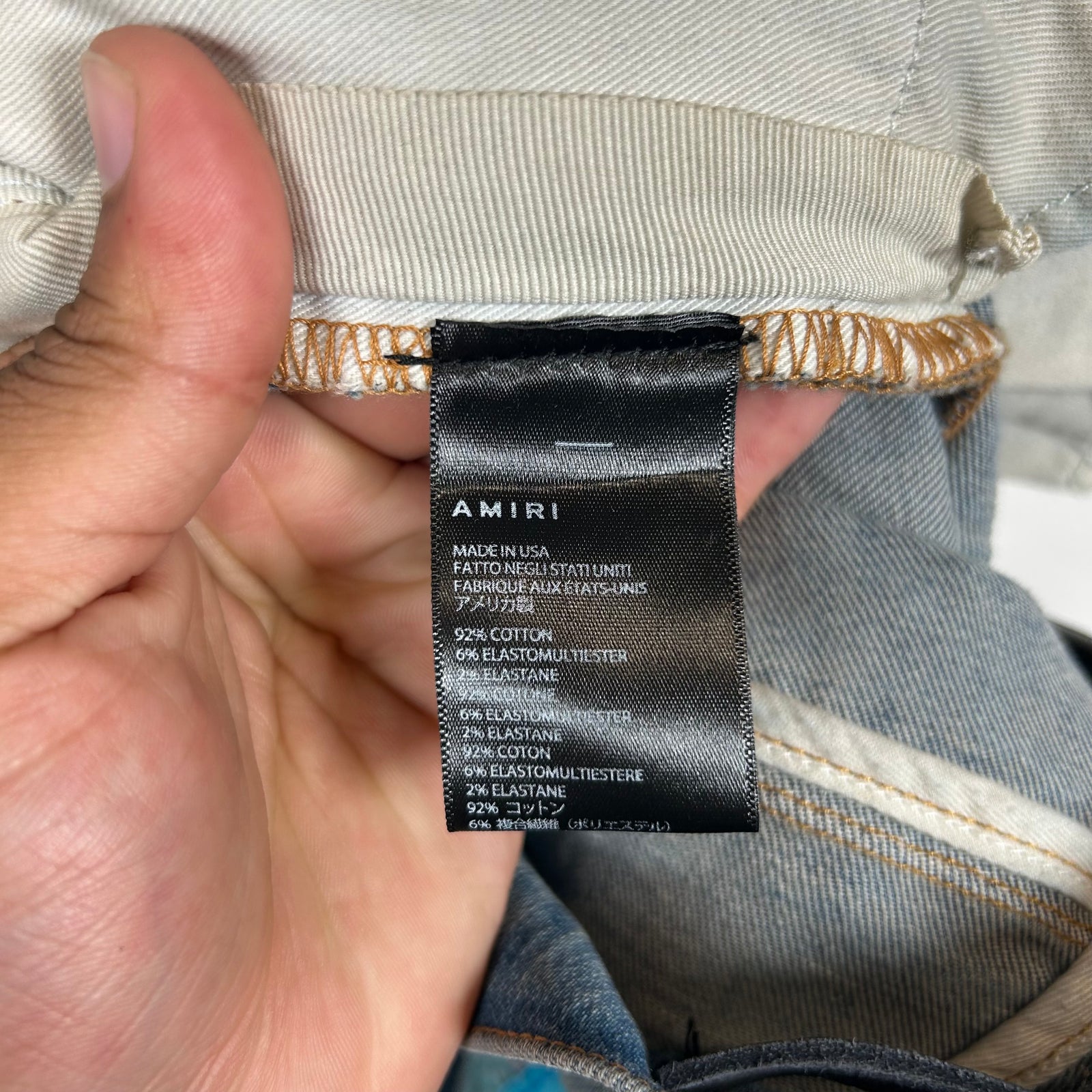 Amiri Lightwash Quilt Art Patch Jeans Size 31