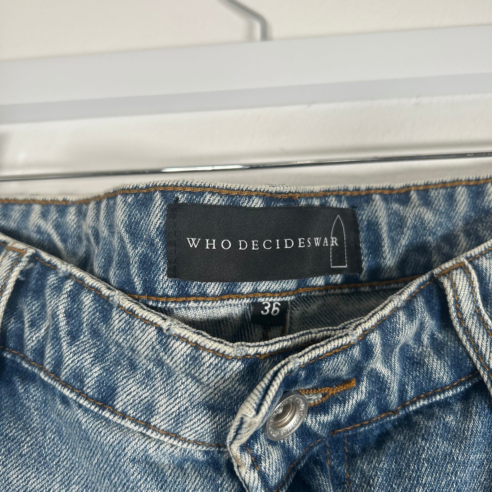 Who Decides War Mural Blue Jeans Size 36