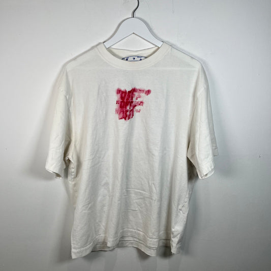 Off White Blurred Diagonal Graphic T-Shirt Size Medium