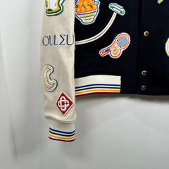 Casablanca 2024 Black 'Chenille' Embroidered Patch Varsity Jacket Size XL