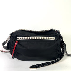 Prada 2018 New Vela Nylon Studded Messenger Bag