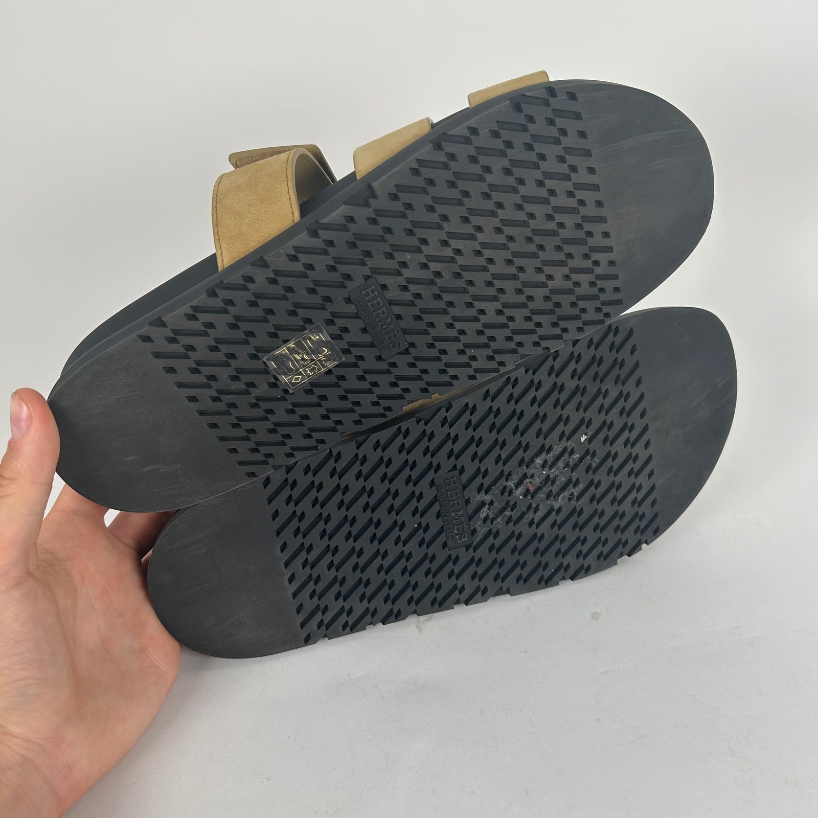 Hermes Chyphre Brown Suede Sandals Size 42.5