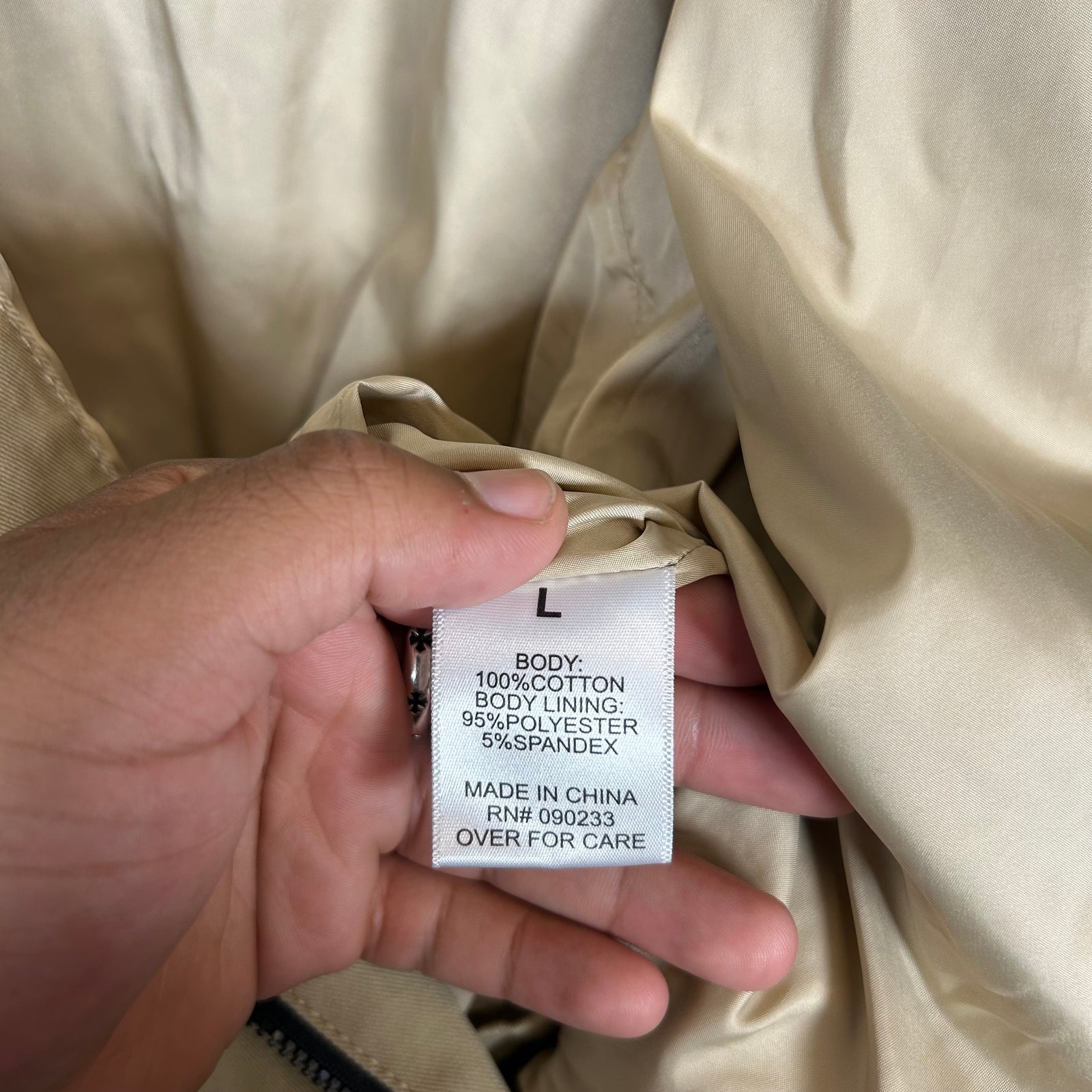 Essentials Tan Zip-Up Work Jacket Size L