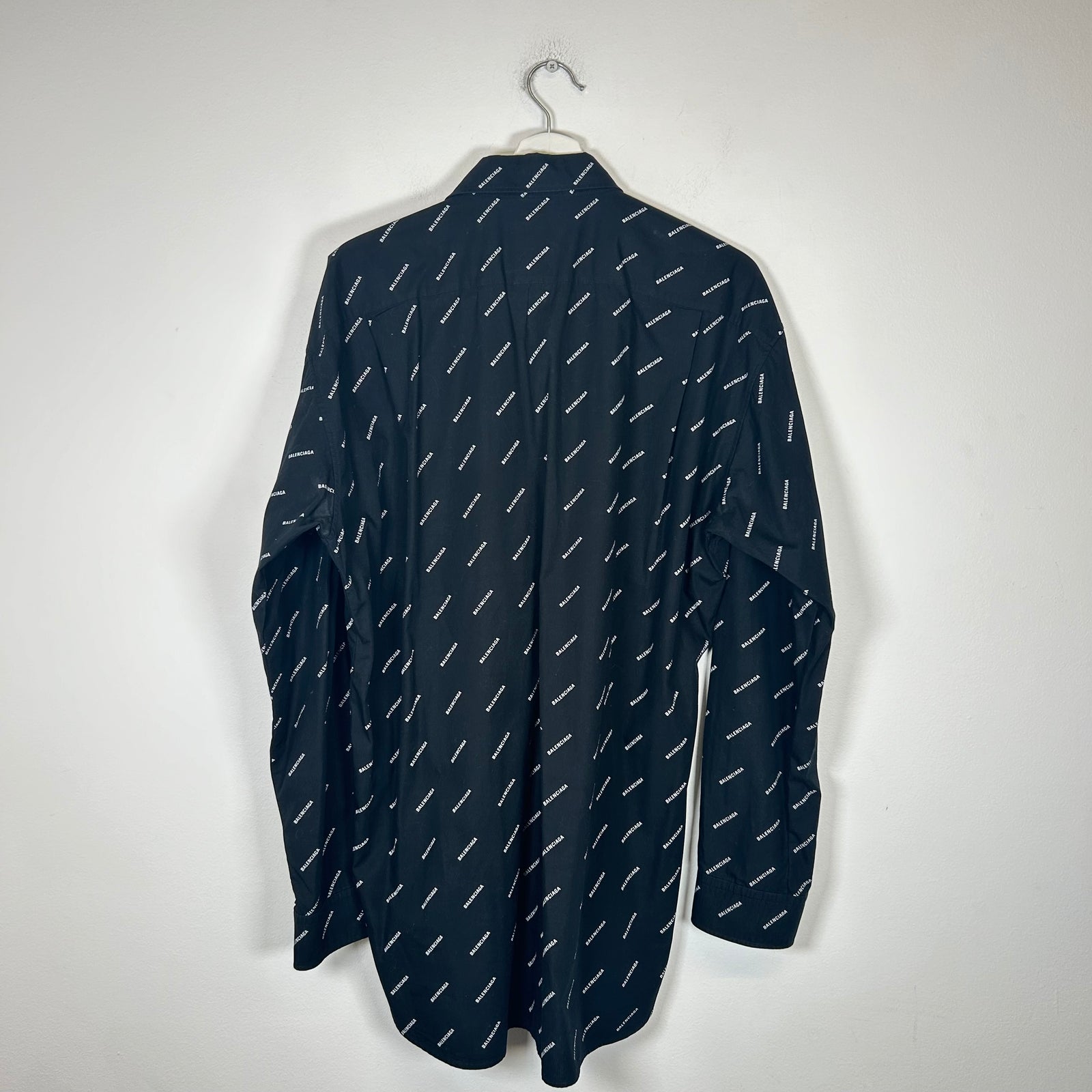 Balenciaga Black All Over Print Button Up Shirt Size M