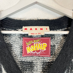 Marni Checkered Mohair Cardigan Sweater Size M