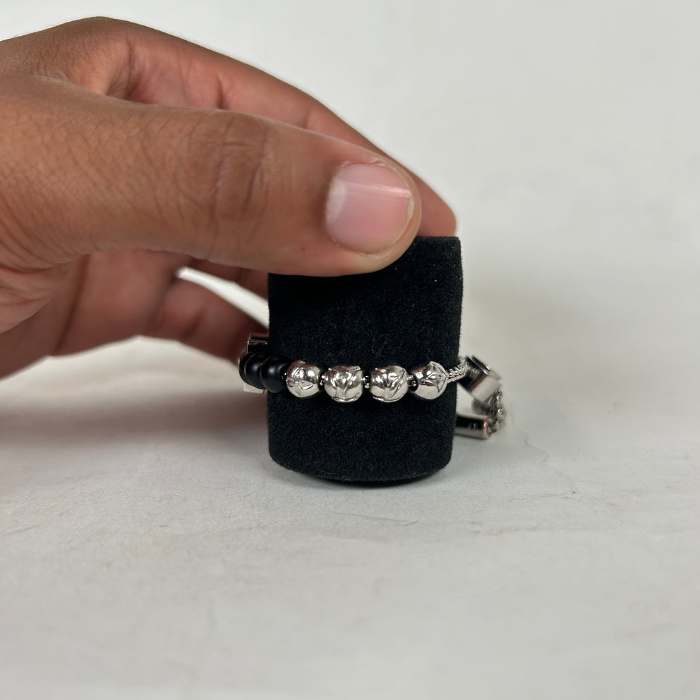Louis Vuitton Silver Monogram Beaded Bracelet