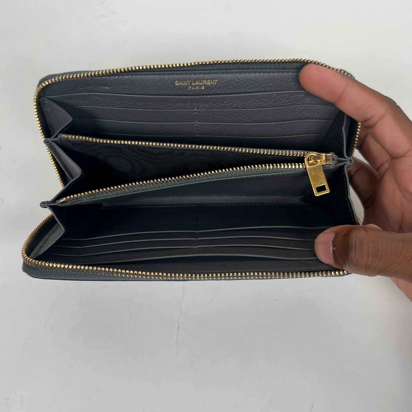 Saint Laurent Grey Zip-Around Wallet