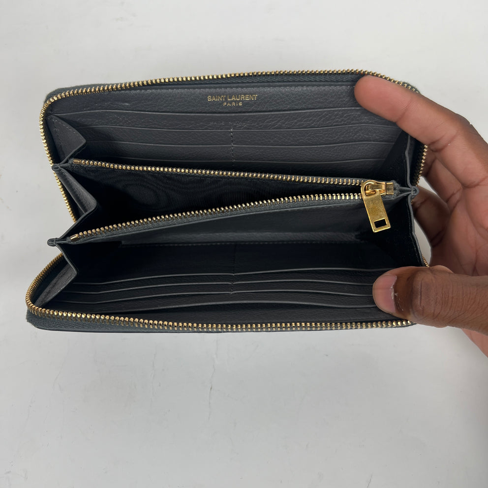 Saint Laurent Grey Zip-Around Wallet