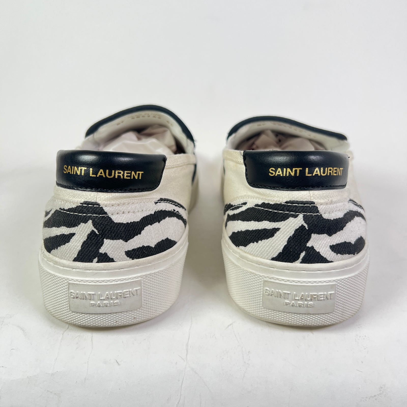 Saint Laurent Paris Zebra Venice Slip On Sneakers