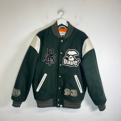 Bape Green Switch Shoulder Stadium Varsity Jacket Size L