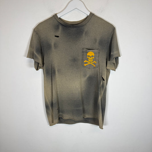 Gallery Dept Vintage Wash Distressed Pirate Skull Logo T-Shirt Size S