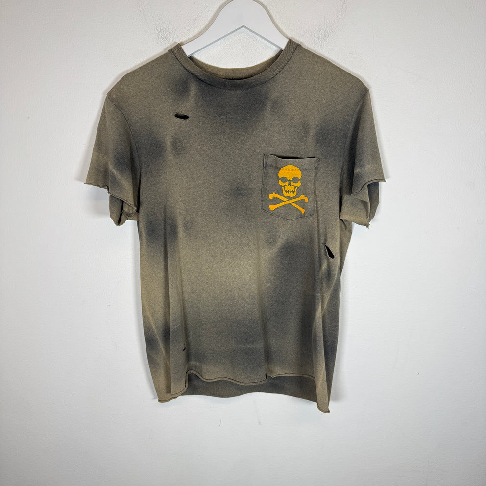 Gallery Dept Vintage Wash Distressed Pirate Skull Logo T-Shirt Size S