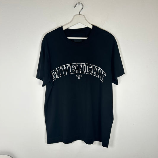 Givenchy Black College Logo Tee Size S