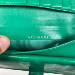 Chanel Green Pebbled Leather Bi-Fold Wallet