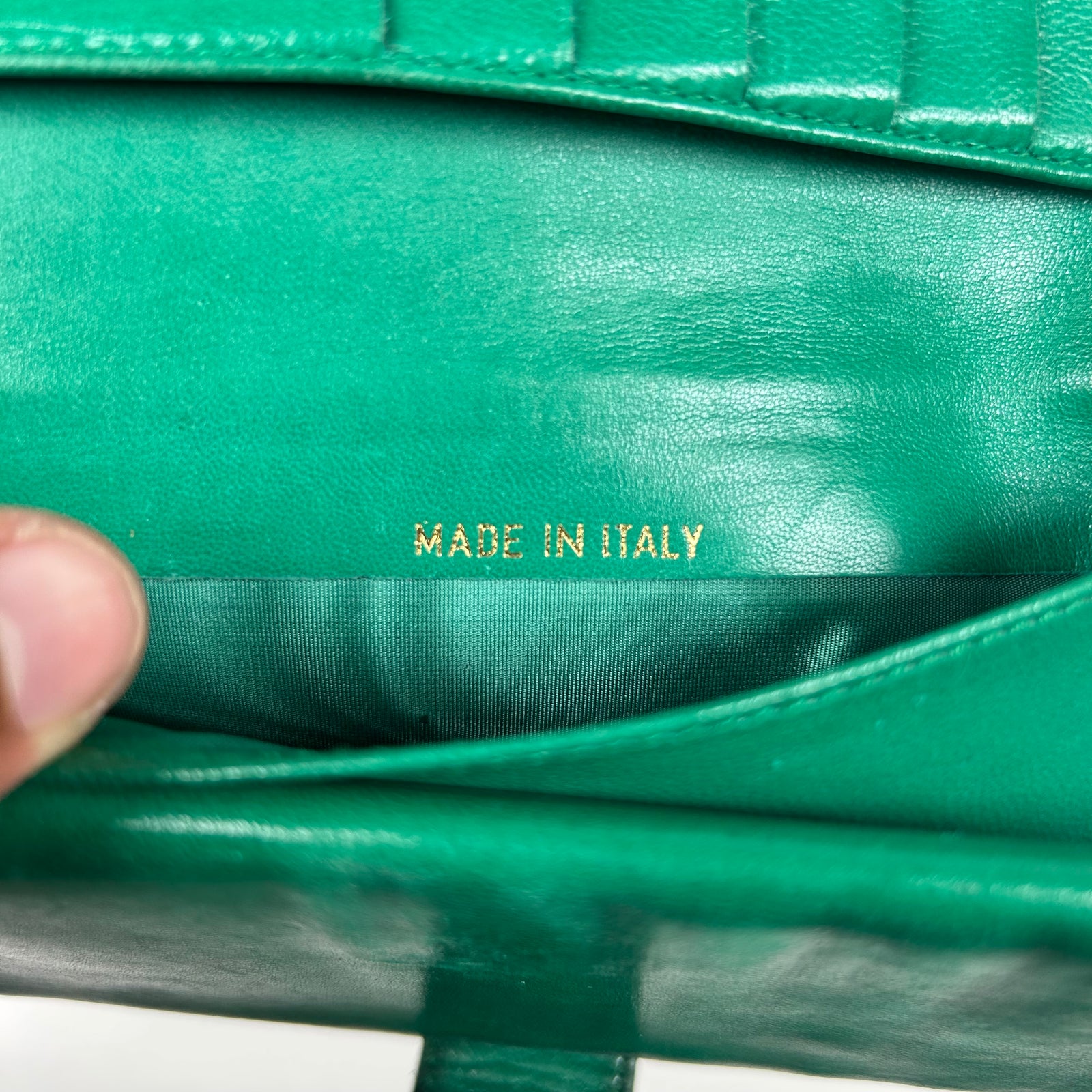 Chanel Green Pebbled Leather Bi-Fold Wallet