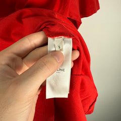 Celine Red/White Logo T-Shirt Size S