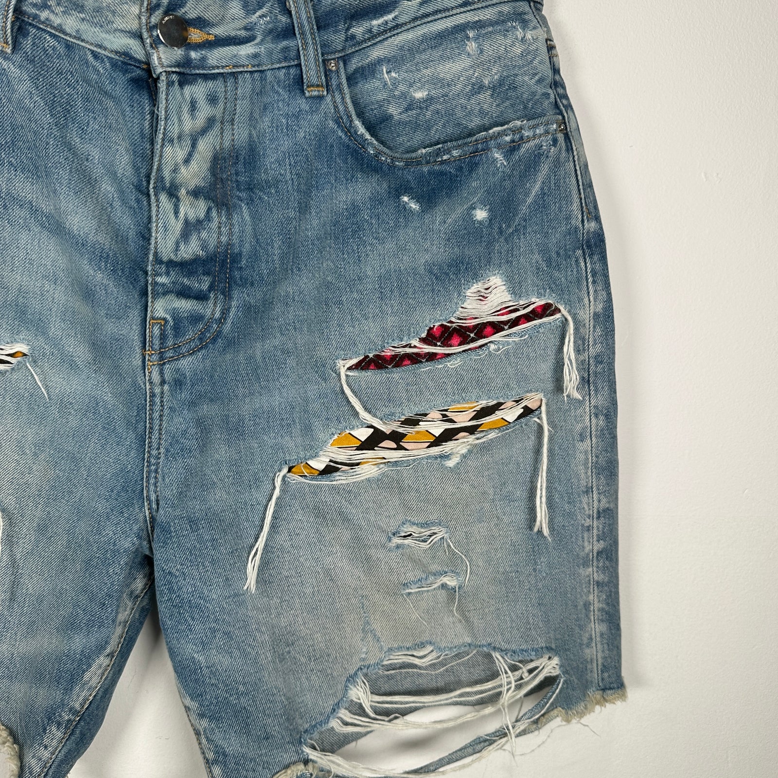 Amiri Patchwork Cut-Off Shorts Size 32