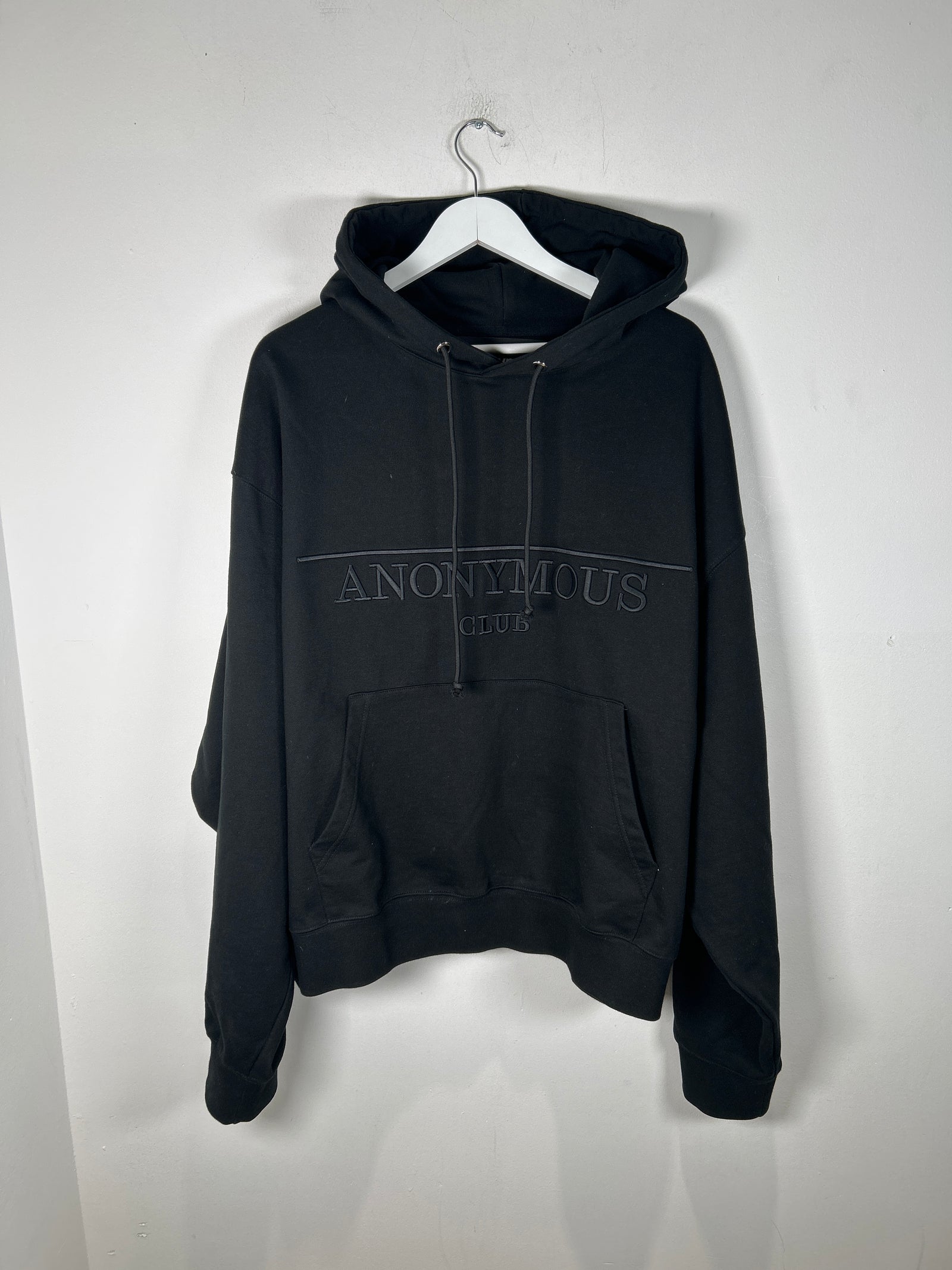 Anonymous Club Black Embroidered Logo Hoodie Size L