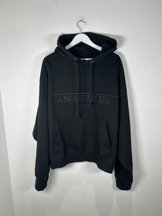 Anonymous Club Black Embroidered Logo Hoodie Size L