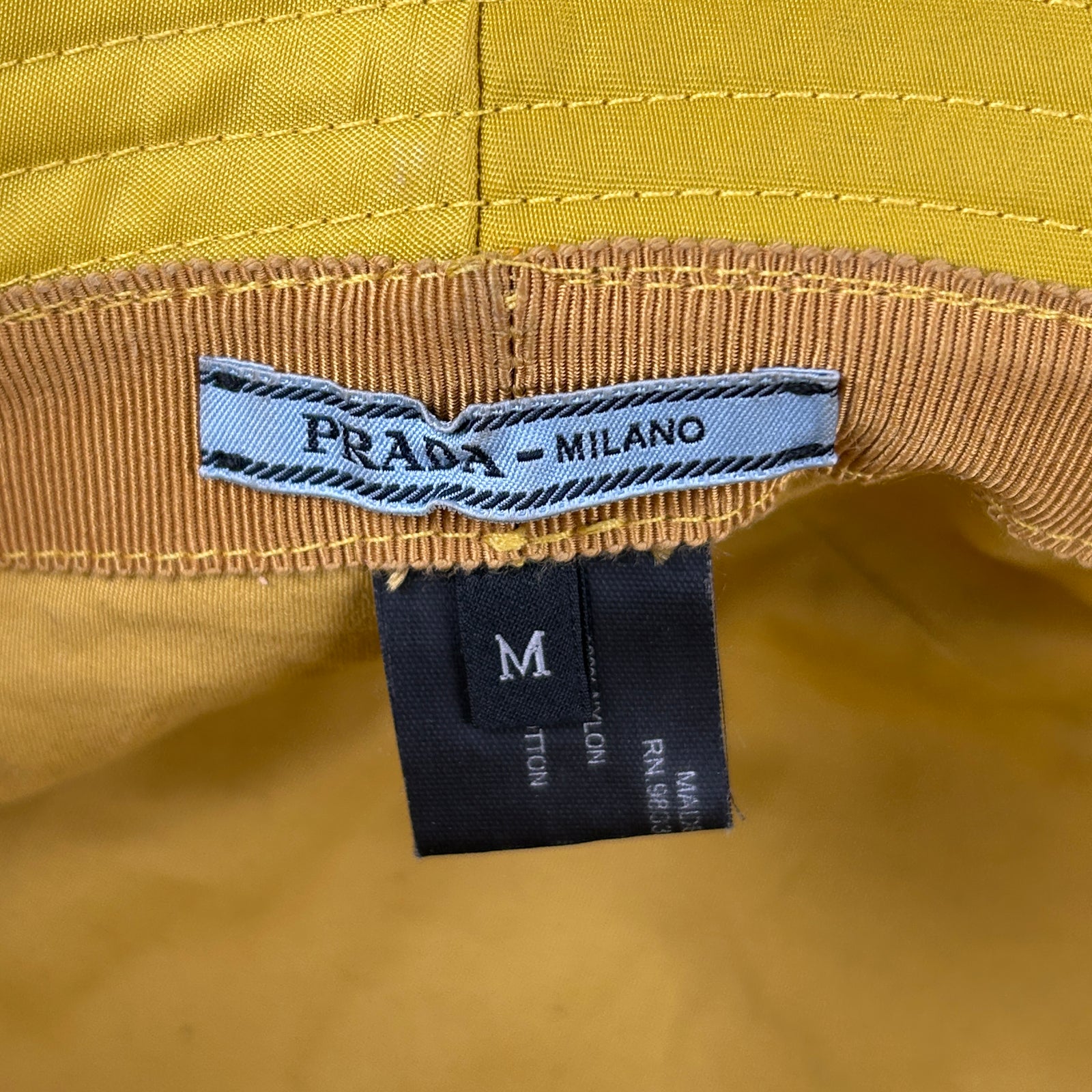 Prada Yellow Nylon Logo Bucket Hat Size M