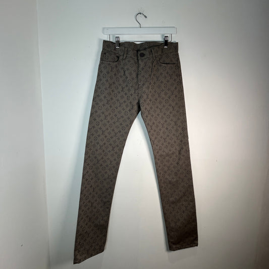 Louis Vuitton Grey Monogram Logo Slim Jeans Size 29