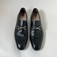 Ferragamo Benford Black Leather Bit Loafer Size 10