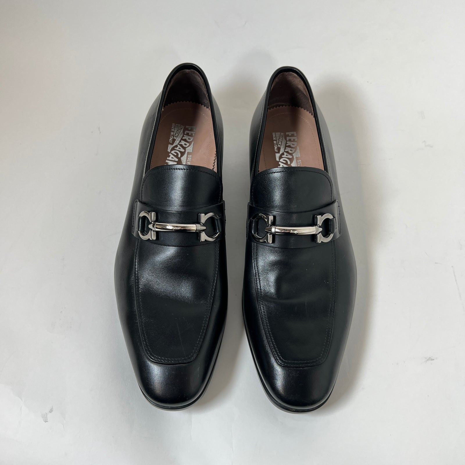 Ferragamo Benford Black Leather Bit Loafer Size 10