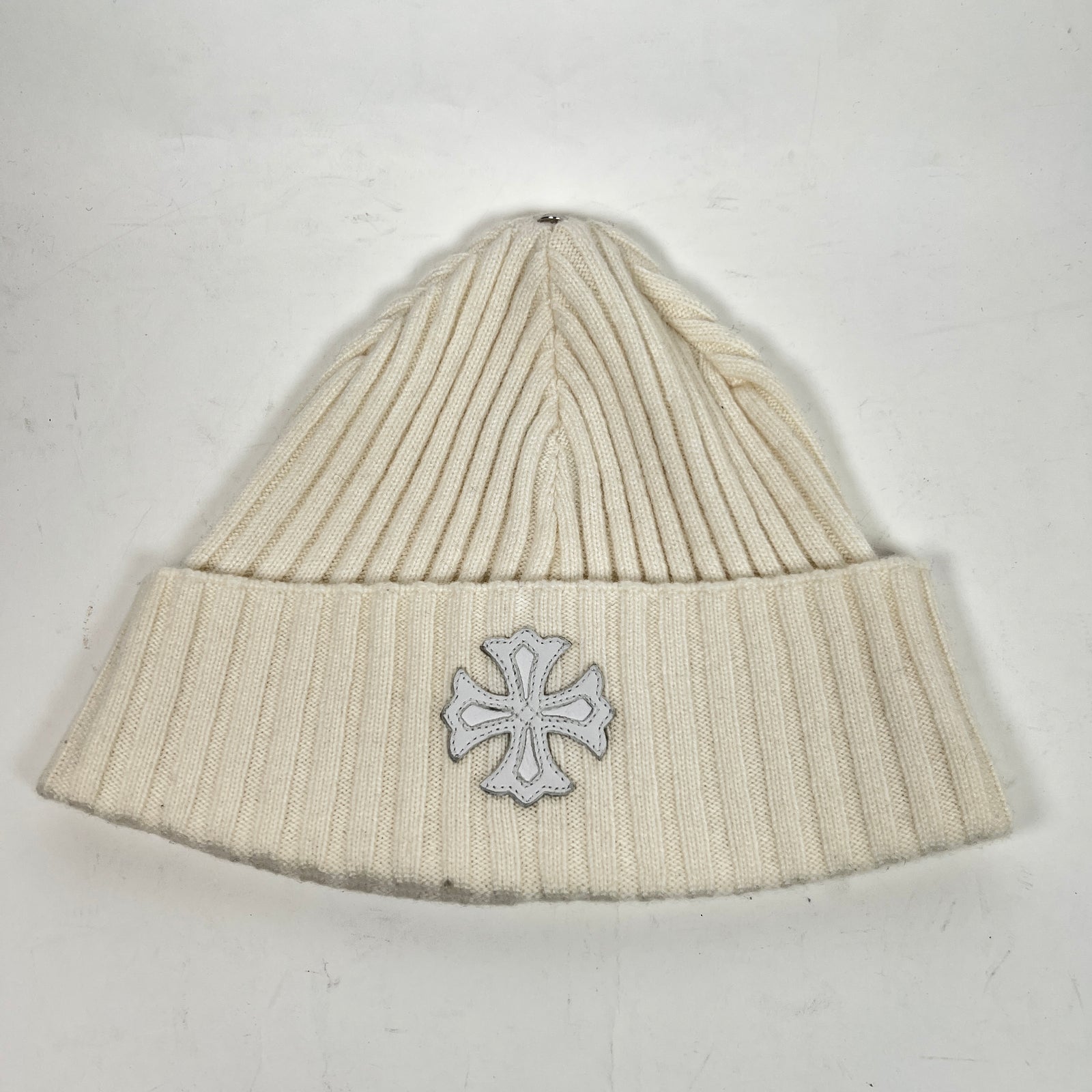 Chrome Hearts White Plus Cross Cashmere Beanie