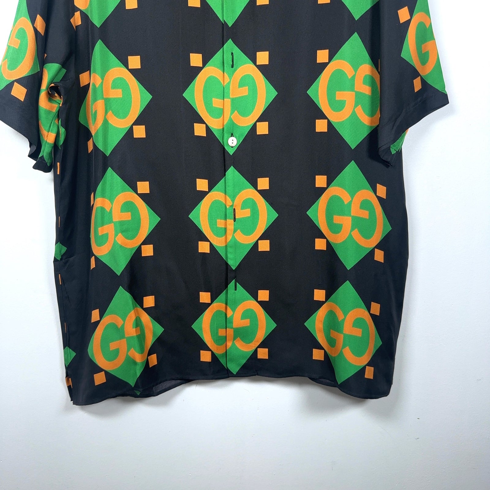 Gucci Mono-Block Silk Button-Up Shirt