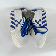 Off-White White/Royal Blue Vulcanized Canvas Low Top Sneaker Size 37