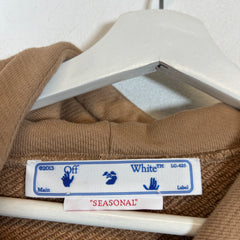 Off-White Brown Diagonal Logo Hoodie Size S