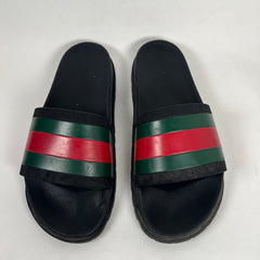 Gucci Black Classic Stripe Logo Slides Size GG 11
